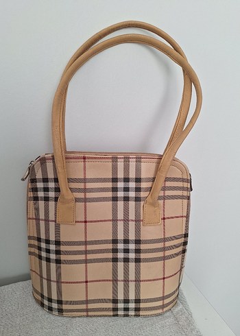 Bej Ekose Deri Fermuarlı Kadın Çantası - Görsel 3