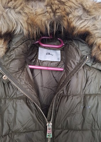 Asker yesili Kürklü Kadın Kışlık Mont - Görsel 2