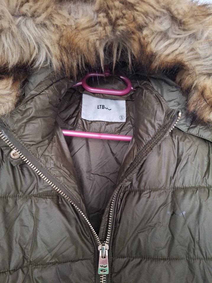 Asker yesili Kürklü Kadın Kışlık Mont - Görsel 2