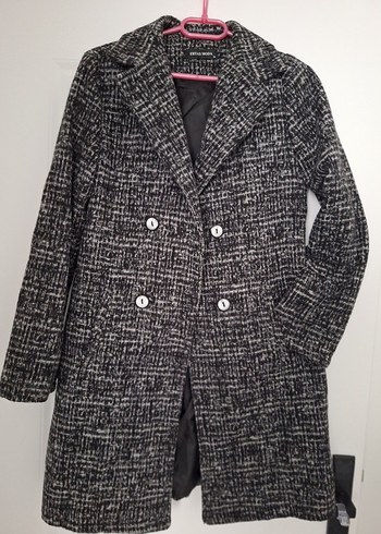 Gri Midi Kadın Düğmeli Kaban Ceket - Görsel 3