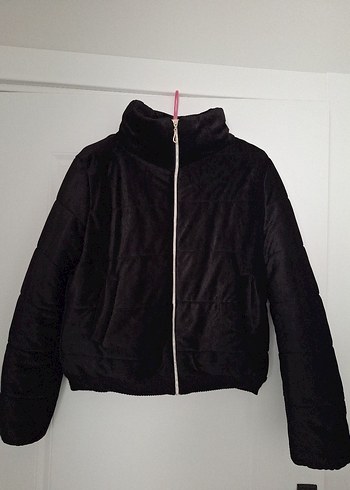 Siyah Yüksek Yakalı Fermuarlı Kadın Ceket - Görsel 3