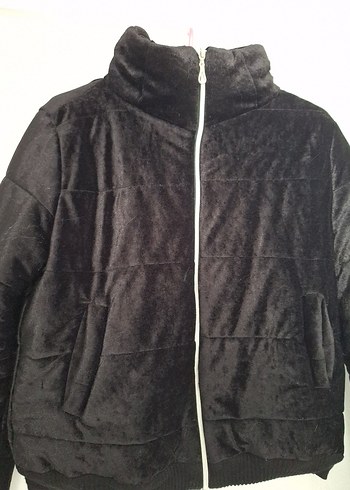 Siyah Yüksek Yakalı Fermuarlı Kadın Ceket - Görsel 2