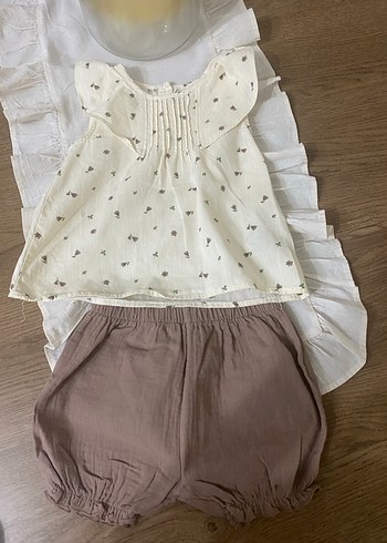 Fırfırlı Nakışlı Bebek Kız Takımı