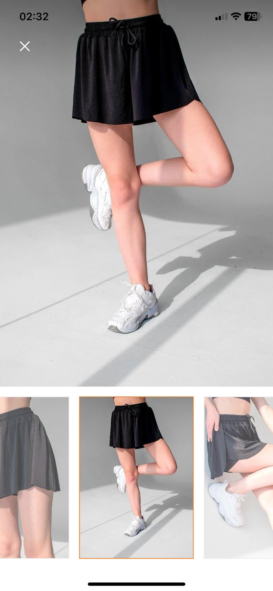 Siyah Rahat Kesim Mini şortlu Etek - Görsel 2