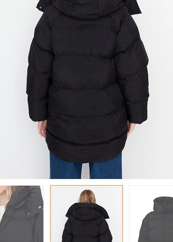 Siyah Midi Kadın Kapitone Mont - Görsel 2