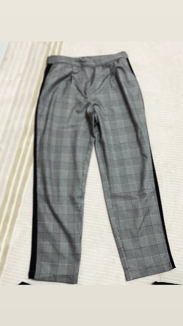 Gri Ekose Pilili Kadın Kumaş Pantolon - Görsel 2