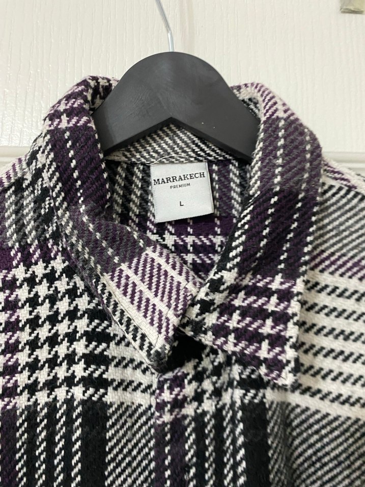 Mor Ekose Desenli Erkek Gömlek - Görsel 2