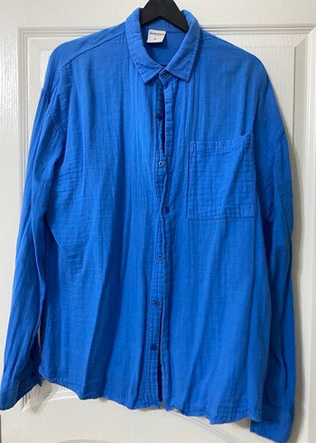 Düğmeli Lacivert Keten Erkek Gömlek - Görsel 2