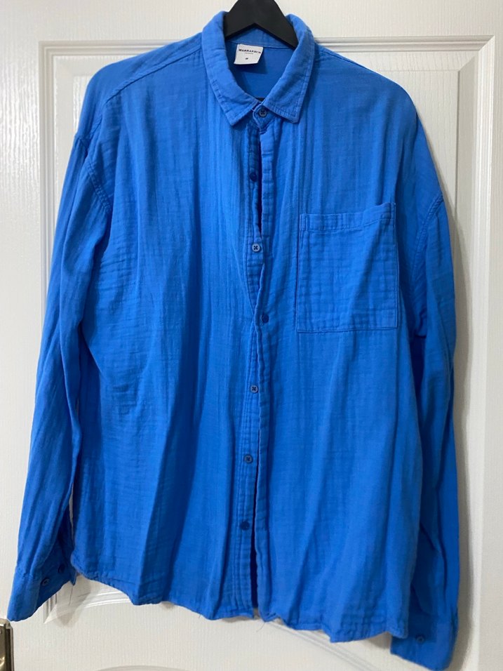 Düğmeli Lacivert Keten Erkek Gömlek - Görsel 2