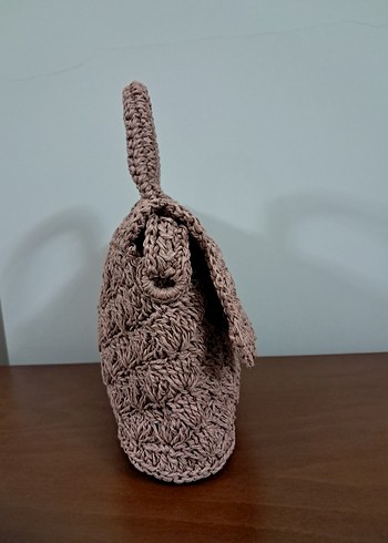 Diğer Dantel Detaylı Gul Kurusu Örgü Kadın Çanta