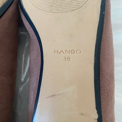 36 Beden Mango taş topuk detaylı süet babet