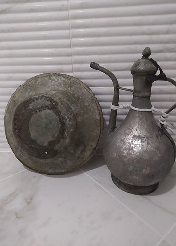 antika bakır ibrik ve lenger - Görsel 5
