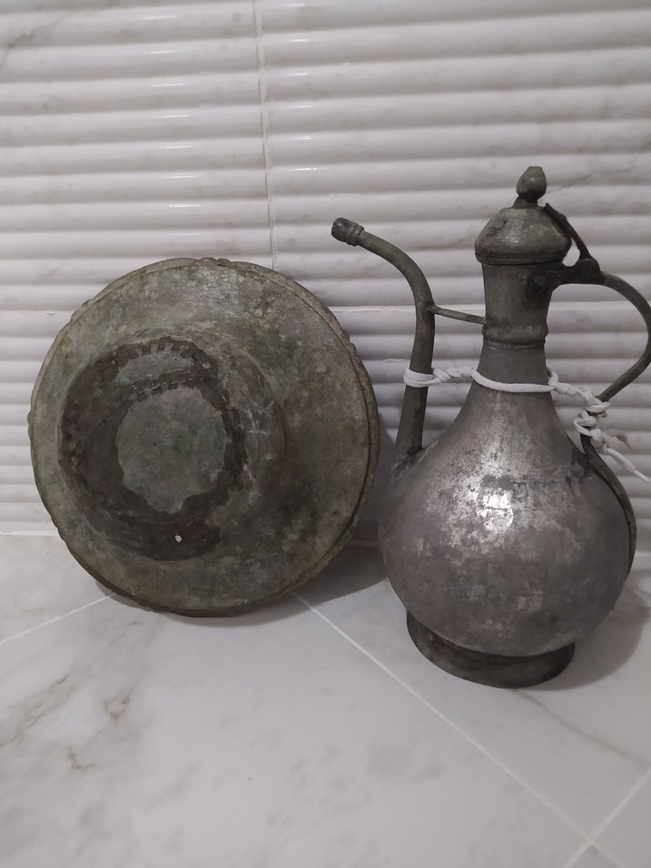 antika bakır ibrik ve lenger - Görsel 5