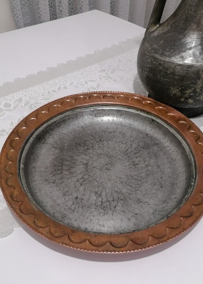 Antika bakır ibrik ve tepsi - Görsel 4