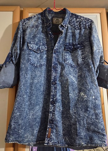Diğer Kadın Mavi Düğmeli Denim Gömlek