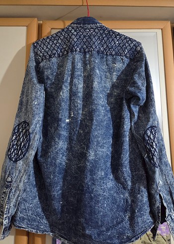 m Beden mavi Renk Kadın Mavi Düğmeli Denim Gömlek