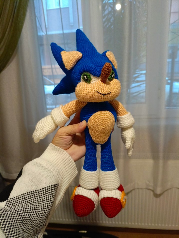 Sonic Renkli Mavi Örgü Oyuncak - Görsel 2