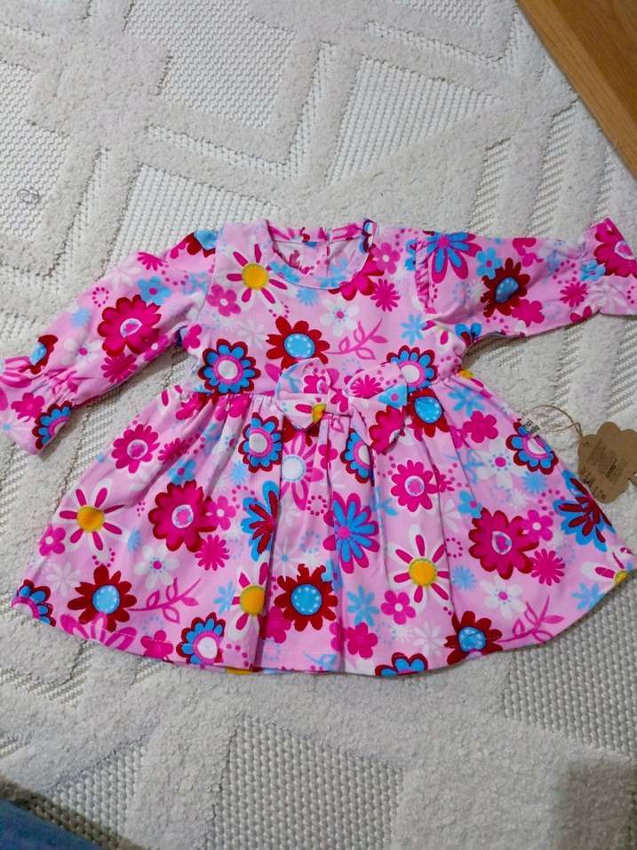 Renkli Çiçekli Kız Çocuk Elbisesi - Görsel 2