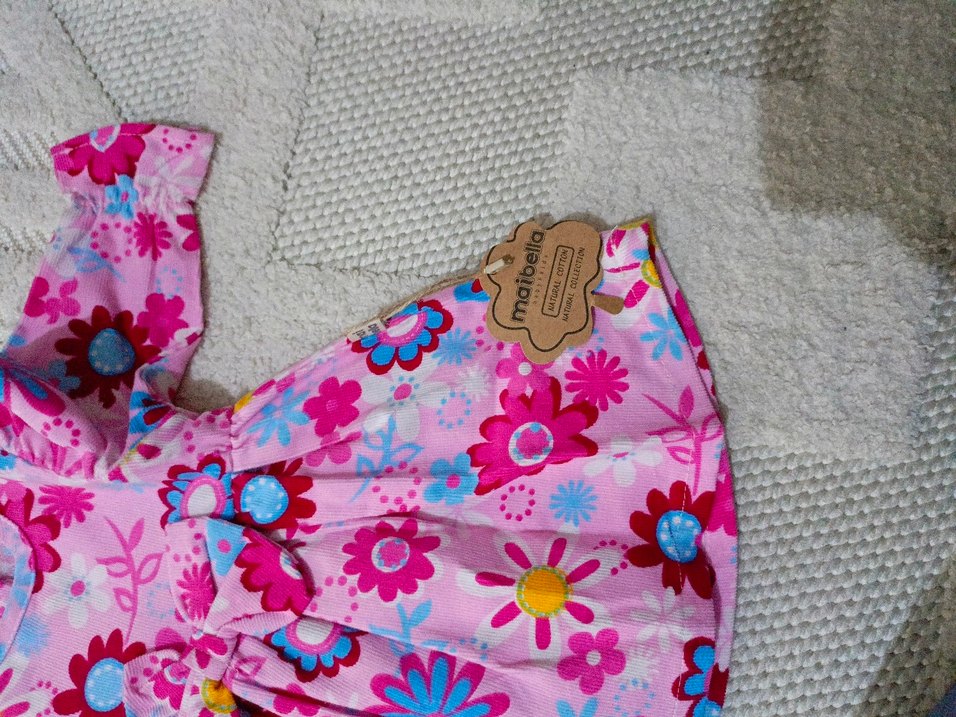 Renkli Çiçekli Kız Çocuk Elbisesi - Görsel 3