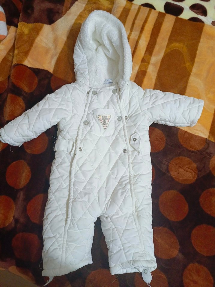 Beyaz Kürklü Bebek Kış Tulumu - Görsel 2