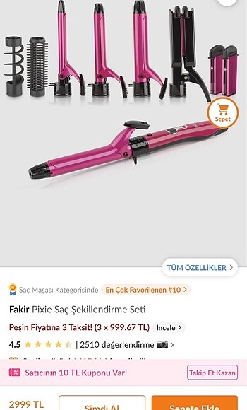 Fakir saç şekillendiri set
