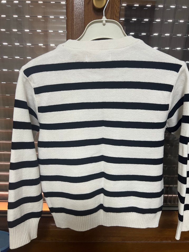 Trendy Çizgili Beyaz erkek cocuk Triko Kazak - Görsel 4