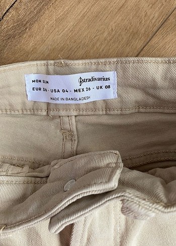 36 Beden Bej Regular Fit Kadın Denim Pantolon