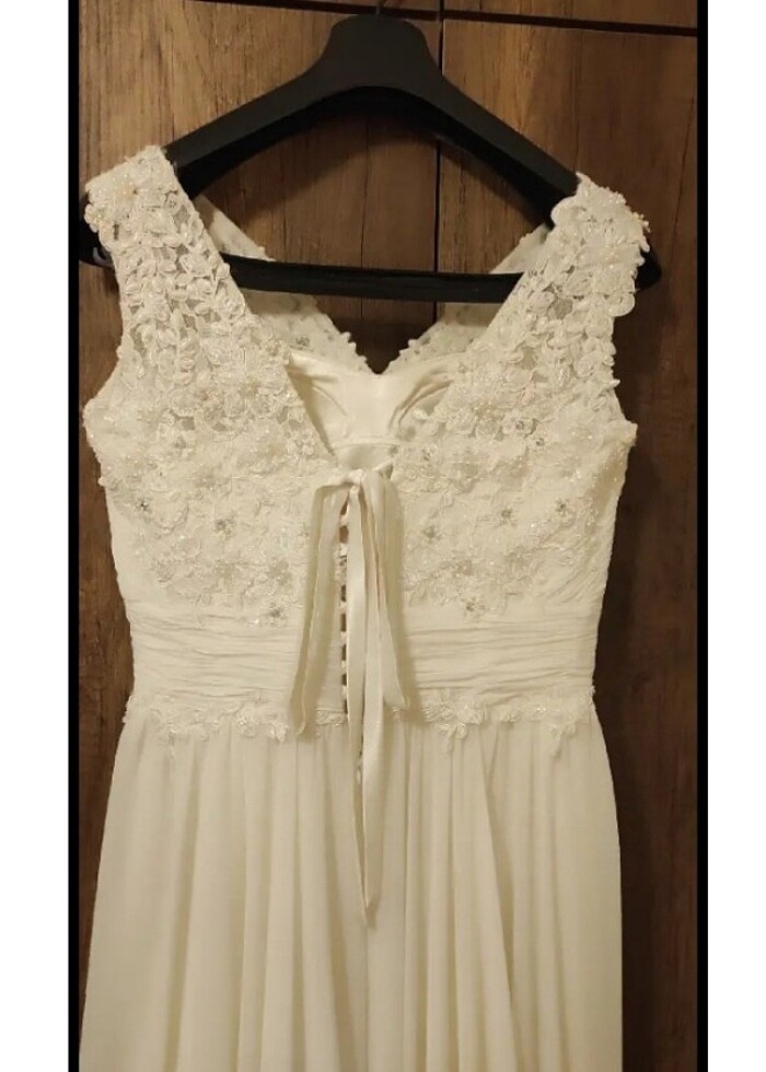 Balık model beyaz elbise gelinlik - Görsel 3