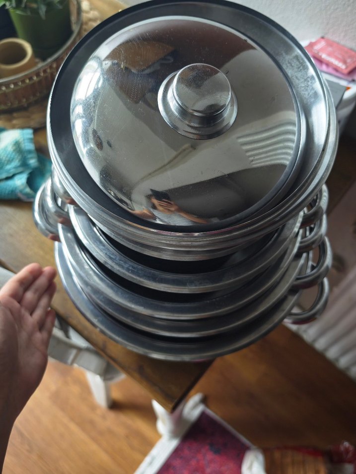 Gri Paslanmaz Çelik Tencere Seti satildi - Görsel 2