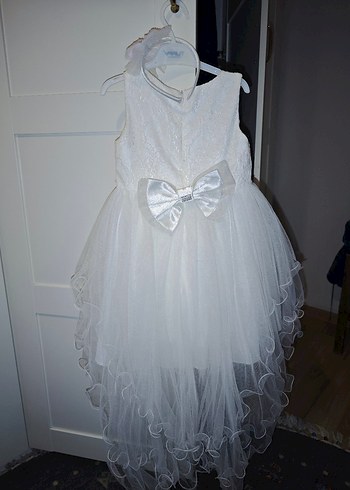 Kız Çocuk Beyaz Dantel Nakışlı Elbise - Görsel 6