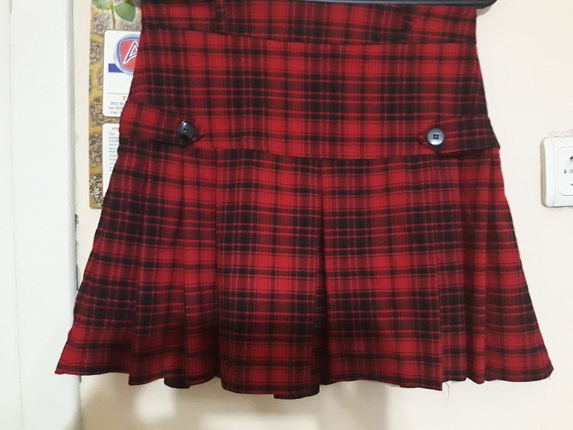 kareli mini etek