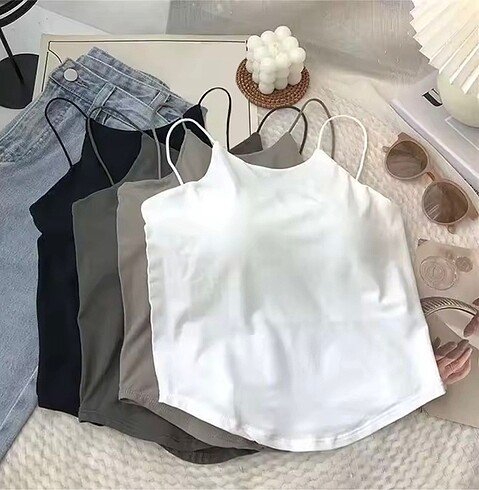 s Beden beyaz Renk Kendinden göğüs kaplı beyaz spandex Top