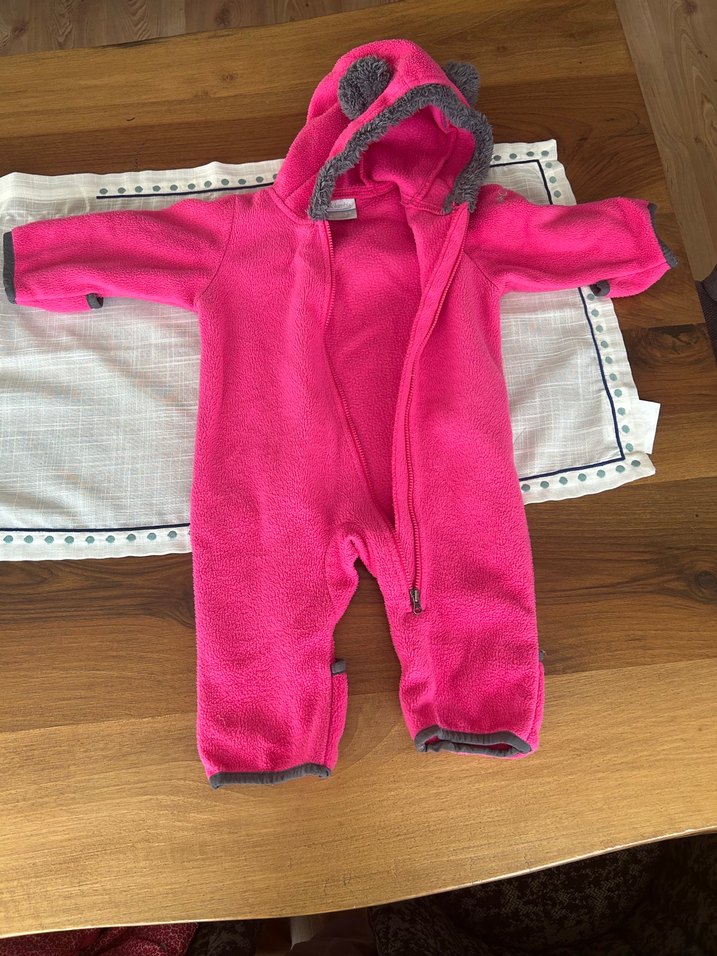 Fermuarlı Pembe Bebek Kayak Tulumu - Görsel 4