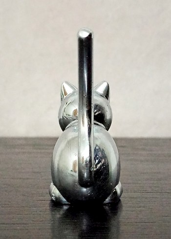 Beden gri Renk Metal Kedi 'Yüzük Tutucu'