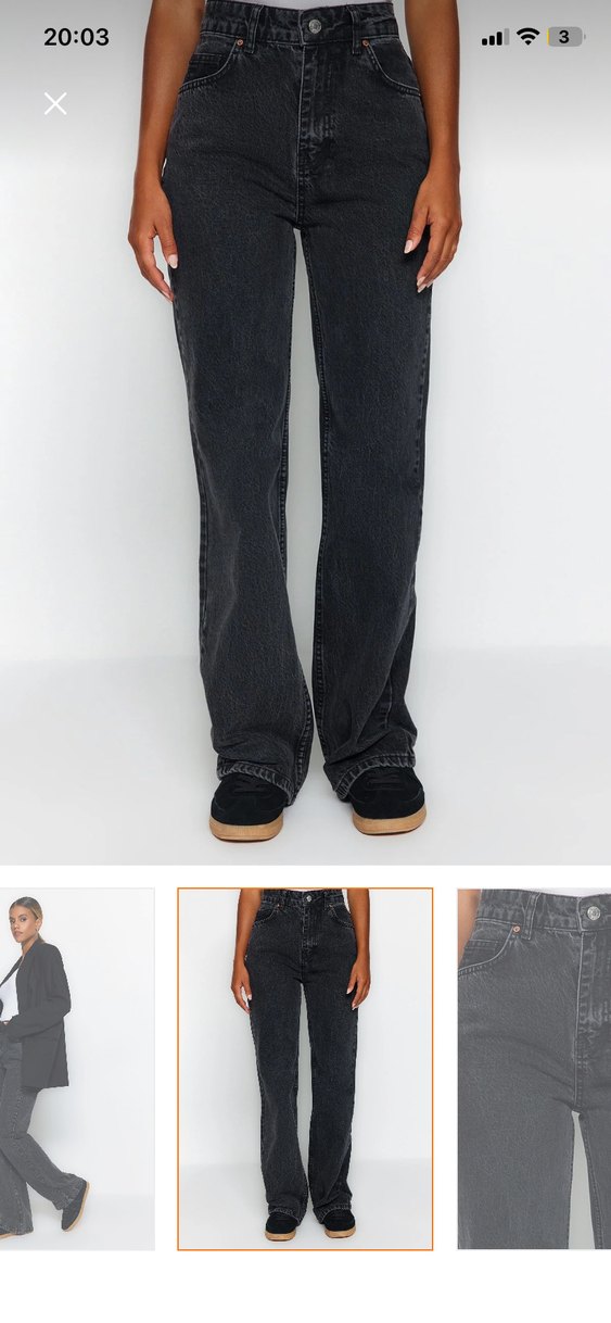 Antrasit yüksek bel wide leg geniş paça jeans - Görsel 2