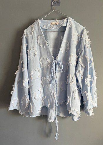 Mavi Keten Bluz - Görsel 3