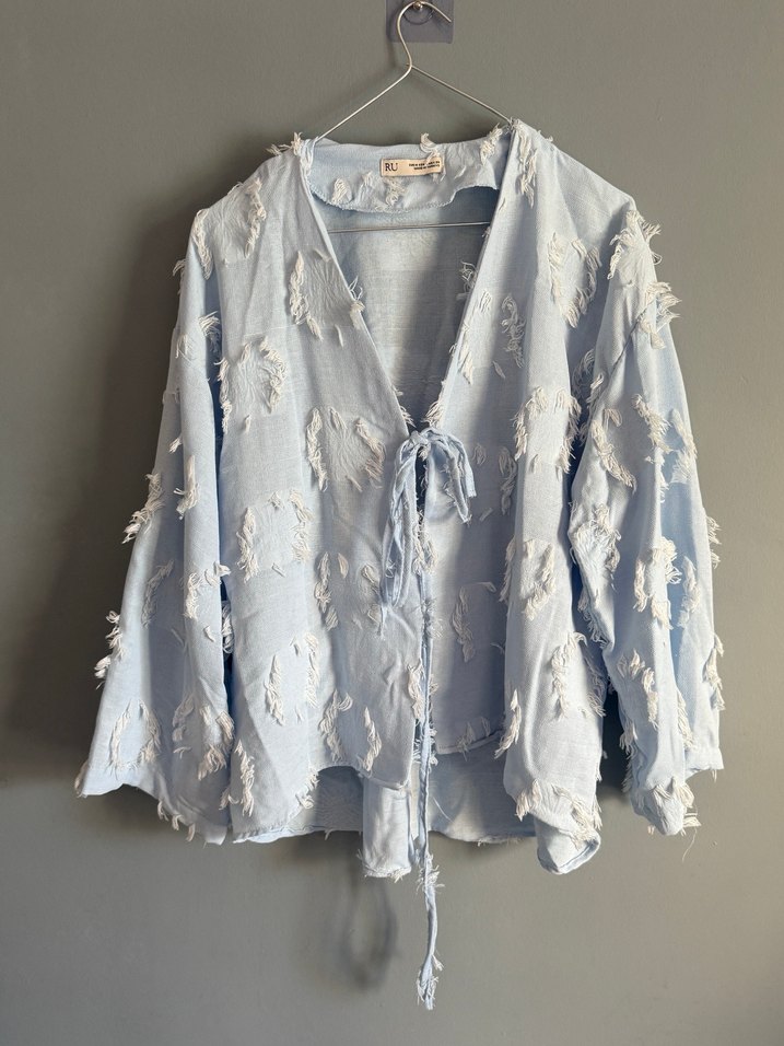 Mavi Keten Bluz - Görsel 3