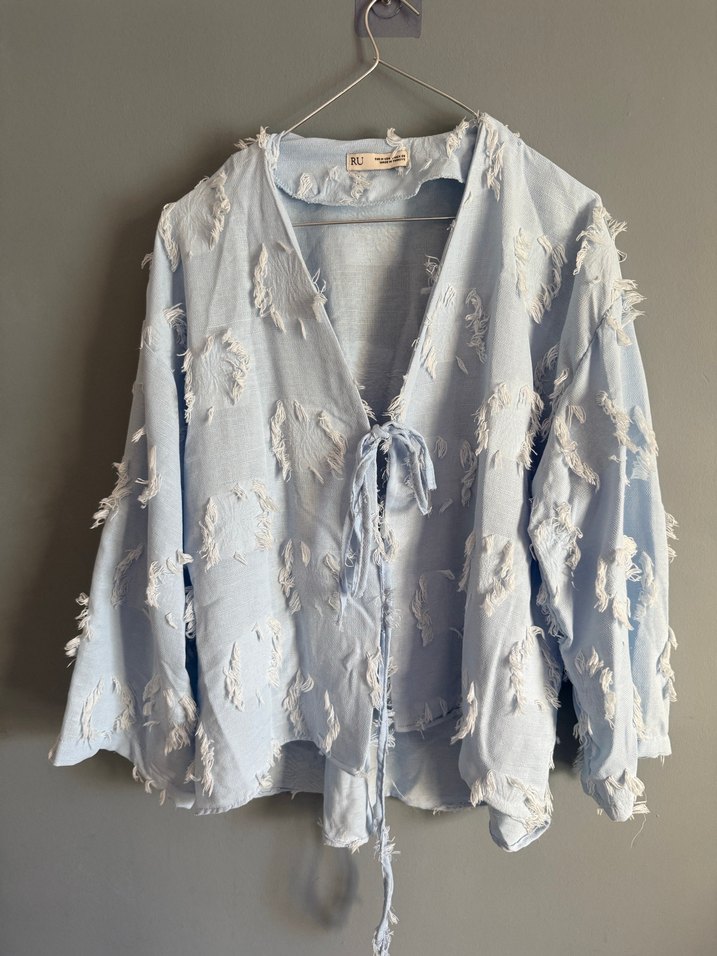 Mavi Keten Bluz - Görsel 2