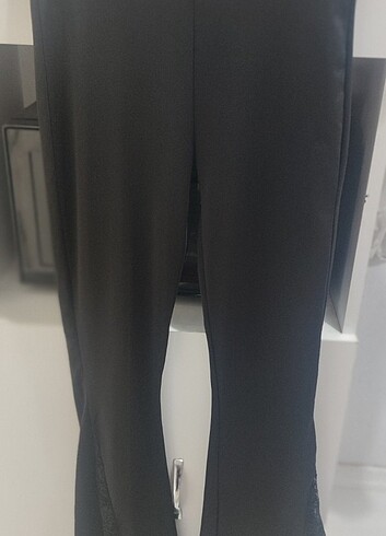 Paça kenarları dantelli ,Pantolon Tayt