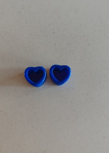 mavi kalp şekilli tünel piercing küpe