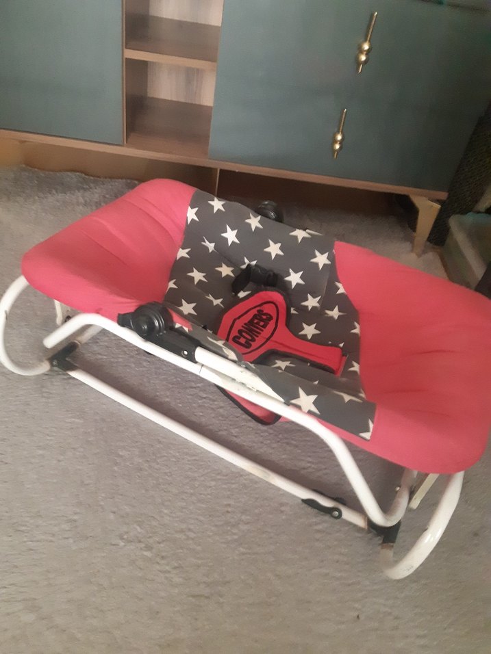 Pembe ve gri bebek yatağı yıldız desenli - Görsel 2