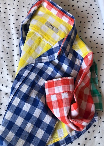 Renkli Kareli Erkek Gömlek, Kısa Kollu, Düğmeli - Görsel 5