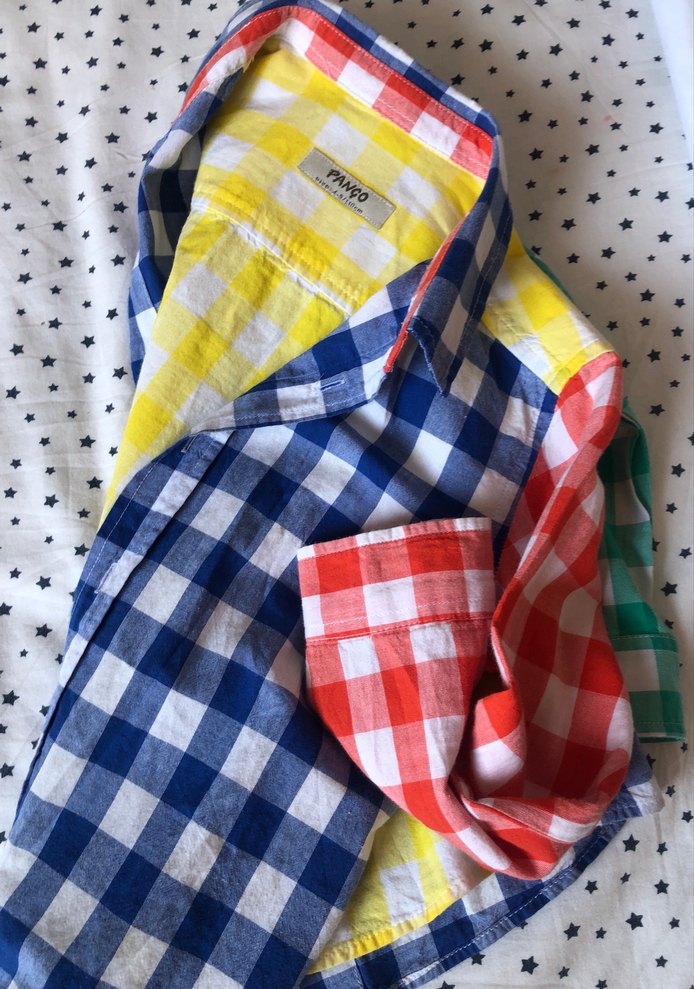 Renkli Kareli Erkek Gömlek, Kısa Kollu, Düğmeli - Görsel 5