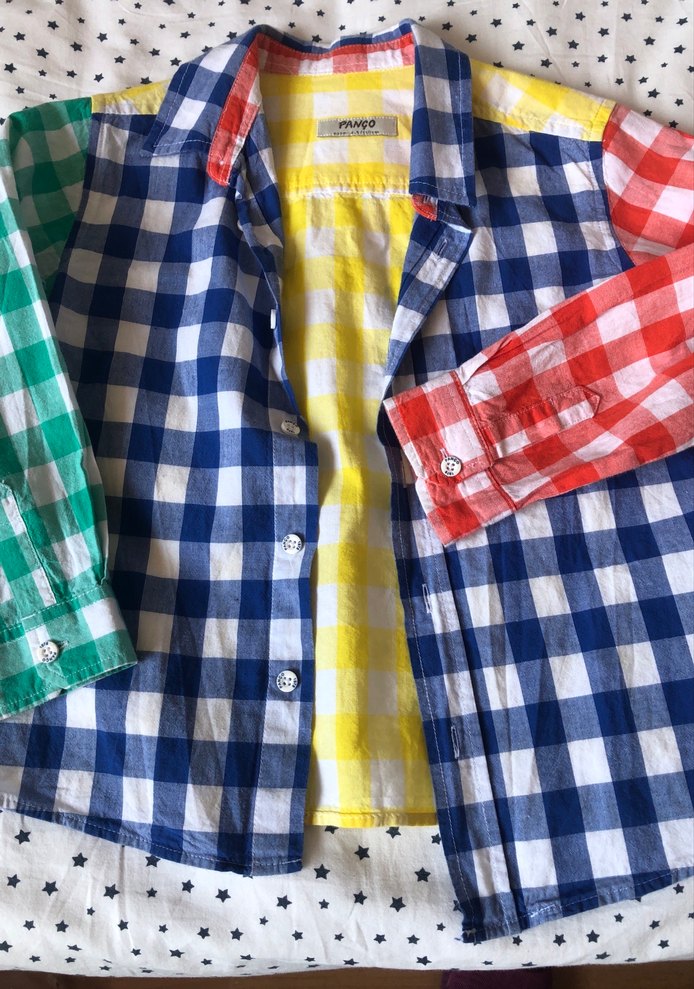 Renkli Kareli Erkek Gömlek, Kısa Kollu, Düğmeli - Görsel 3