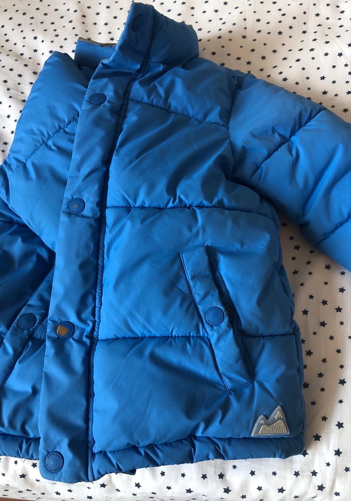 Düğmeli Mavi Erkek Çocuk Mont - Görsel 3