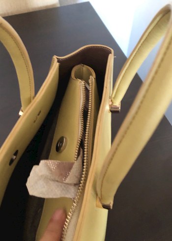 Bej Deri Kadın El Çantası - Görsel 5