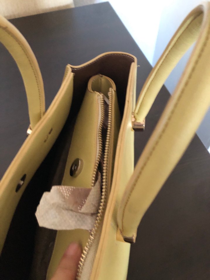 Bej Deri Kadın El Çantası - Görsel 5