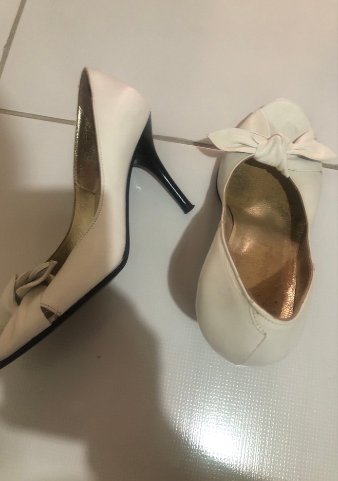 Beyaz Fiyonk Detaylı Dolgu Topuklu Kadın Ayakkabı - Görsel 4