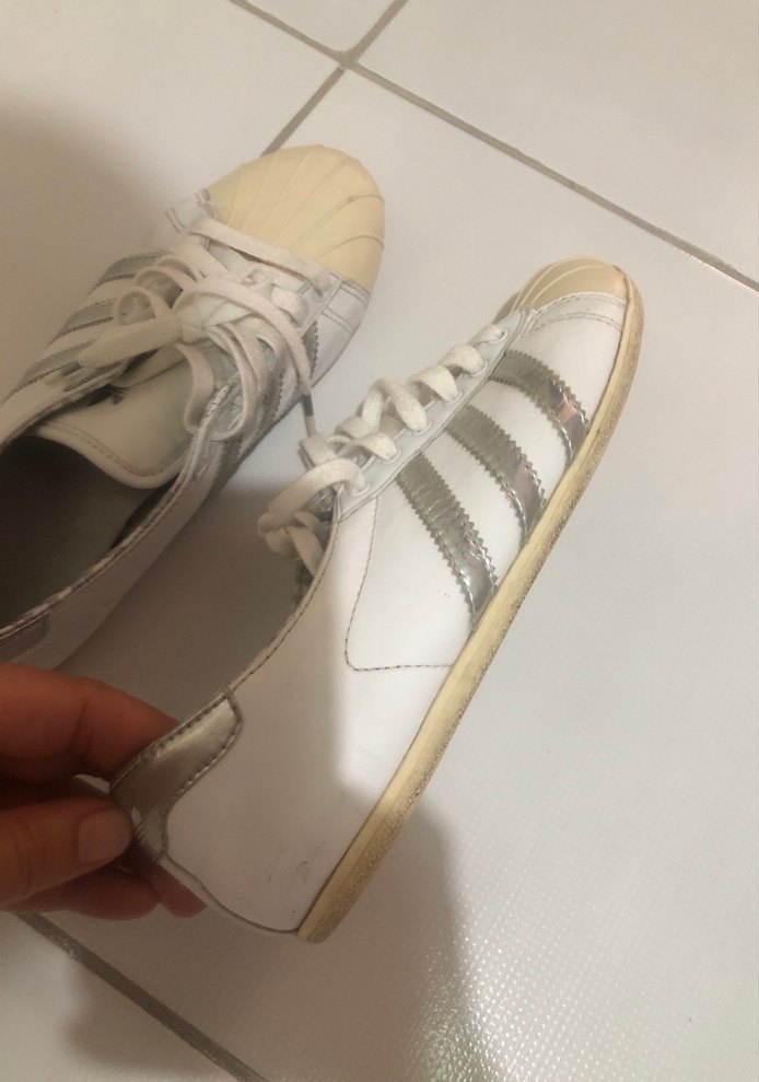 Beyaz Gri Şeritli Kadın Sneakers - Görsel 2