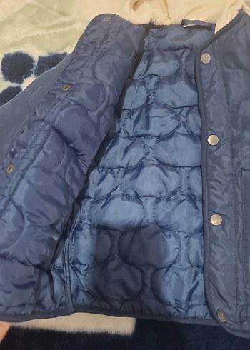 Düğmeli Erkek Çocuk Mavi Kapüşonlu Ceket - Görsel 2